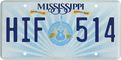 MS license plate HIF514