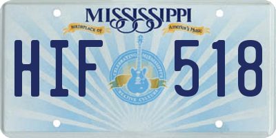 MS license plate HIF518