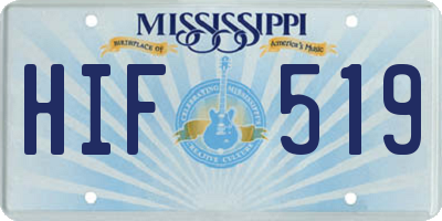 MS license plate HIF519