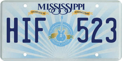 MS license plate HIF523