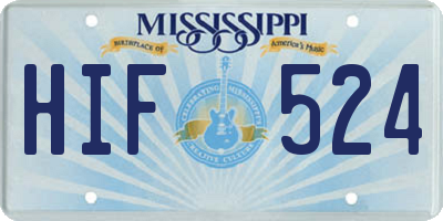 MS license plate HIF524