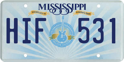 MS license plate HIF531