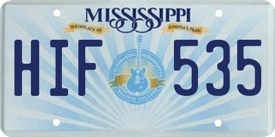 MS license plate HIF535