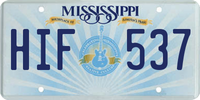 MS license plate HIF537