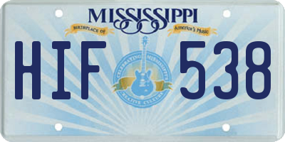 MS license plate HIF538