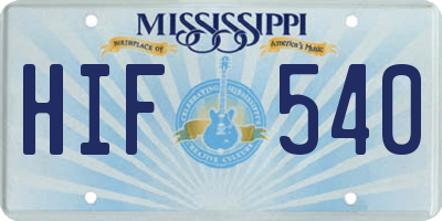 MS license plate HIF540
