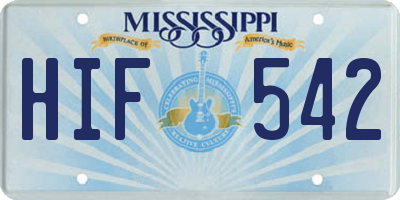 MS license plate HIF542