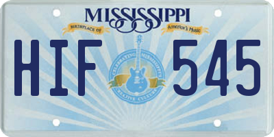 MS license plate HIF545