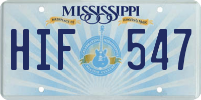 MS license plate HIF547