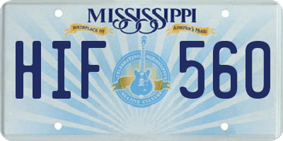 MS license plate HIF560