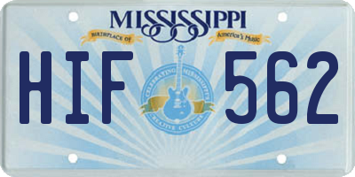 MS license plate HIF562