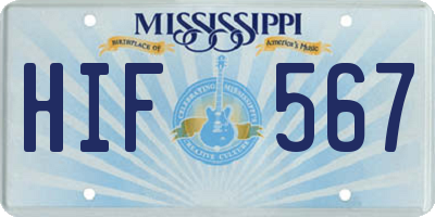 MS license plate HIF567