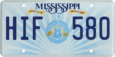 MS license plate HIF580