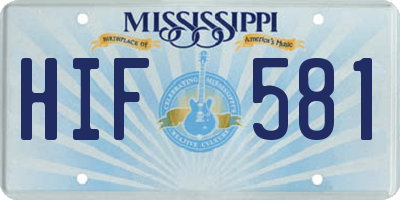 MS license plate HIF581