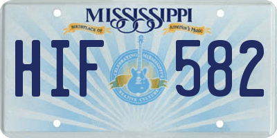 MS license plate HIF582