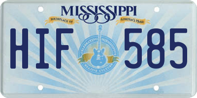 MS license plate HIF585