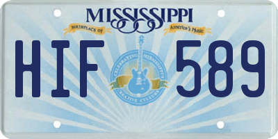 MS license plate HIF589