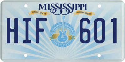 MS license plate HIF601