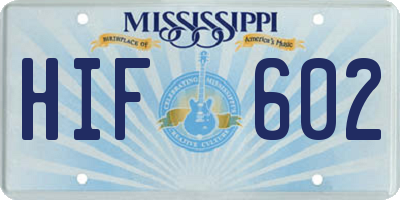 MS license plate HIF602