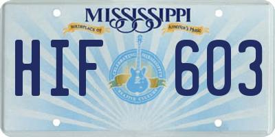 MS license plate HIF603