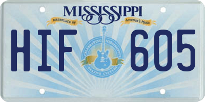 MS license plate HIF605