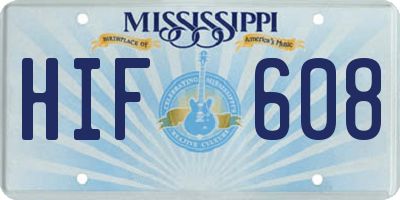 MS license plate HIF608