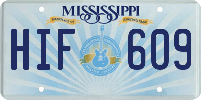 MS license plate HIF609