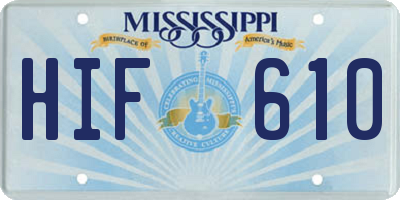 MS license plate HIF610
