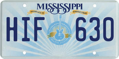 MS license plate HIF630