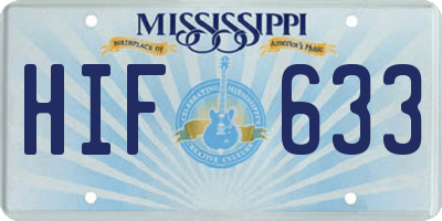 MS license plate HIF633