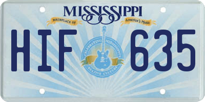 MS license plate HIF635