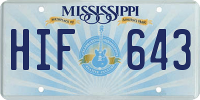 MS license plate HIF643