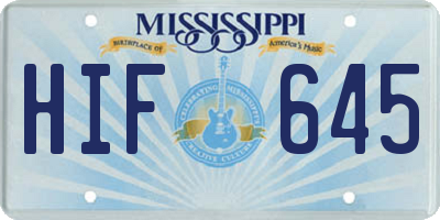 MS license plate HIF645