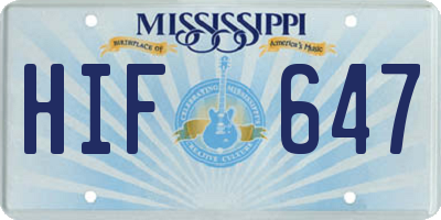 MS license plate HIF647