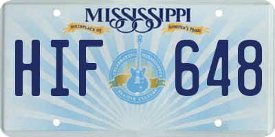 MS license plate HIF648