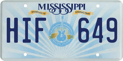 MS license plate HIF649