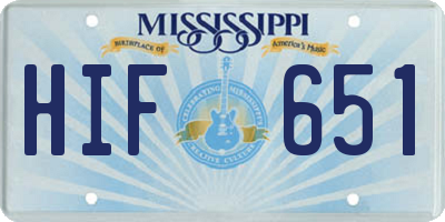 MS license plate HIF651