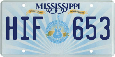 MS license plate HIF653