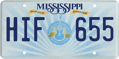 MS license plate HIF655