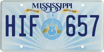 MS license plate HIF657