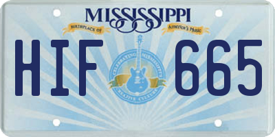MS license plate HIF665
