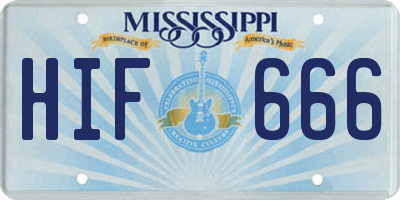 MS license plate HIF666
