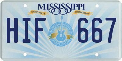 MS license plate HIF667