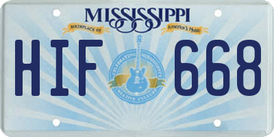 MS license plate HIF668