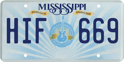 MS license plate HIF669