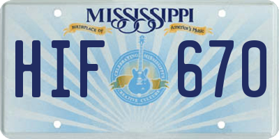 MS license plate HIF670