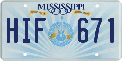 MS license plate HIF671