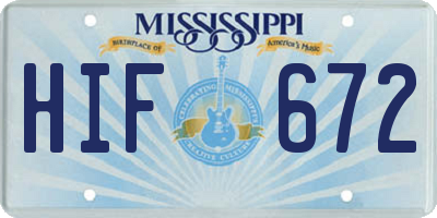 MS license plate HIF672