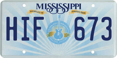 MS license plate HIF673