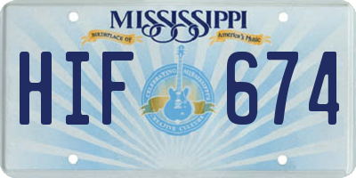 MS license plate HIF674